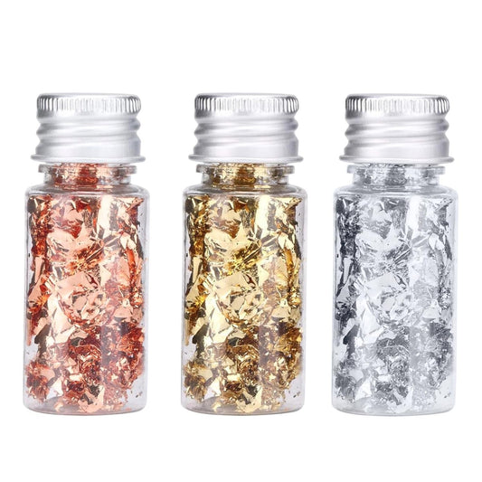 Edible Gold Leaf, Gold Leaf Cake Decoration Gold Flakes Food Gold Foil Decoration Baking Gold Foil Decor Chocolates Decor Gold Leaf Sheets for Cooking Dessert Decoration Crafts Makeup (Gold Silver Rose Gold)