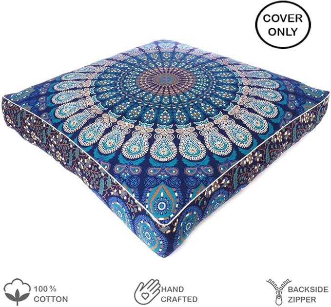 Mandala Floor Pillow Cover Meditation Cushion Seating Throw Hippie Round - Image 2