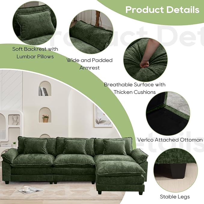Oprisen 120" Modular Sectional Sofa, Comfy Cloud Couch Sectional Sofa - Image 6