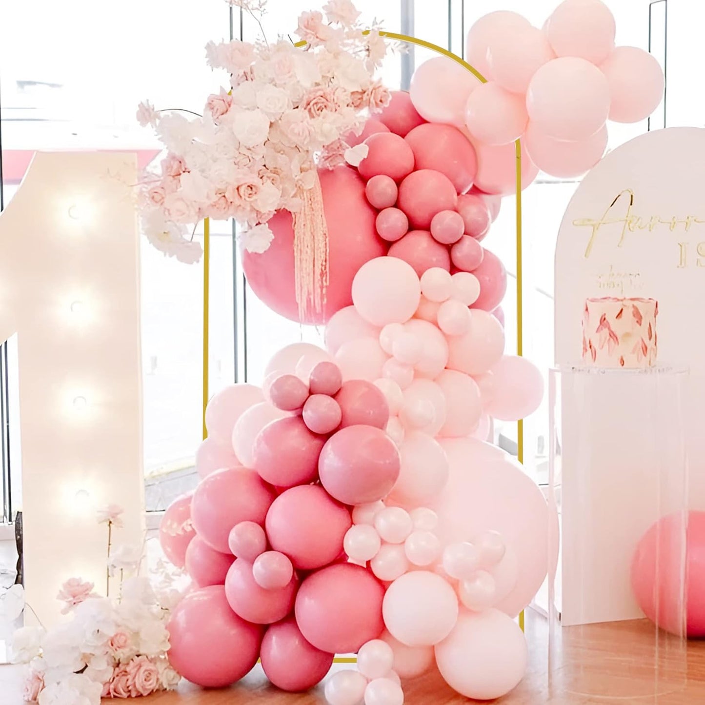 Wokceer 6.6 FT Wedding Arch Stand and Arch Cover, Metal Arch Stand with Arch Stand Cover for Birthday Party Wedding Ceremony Bridal Baby Shower Event Decor