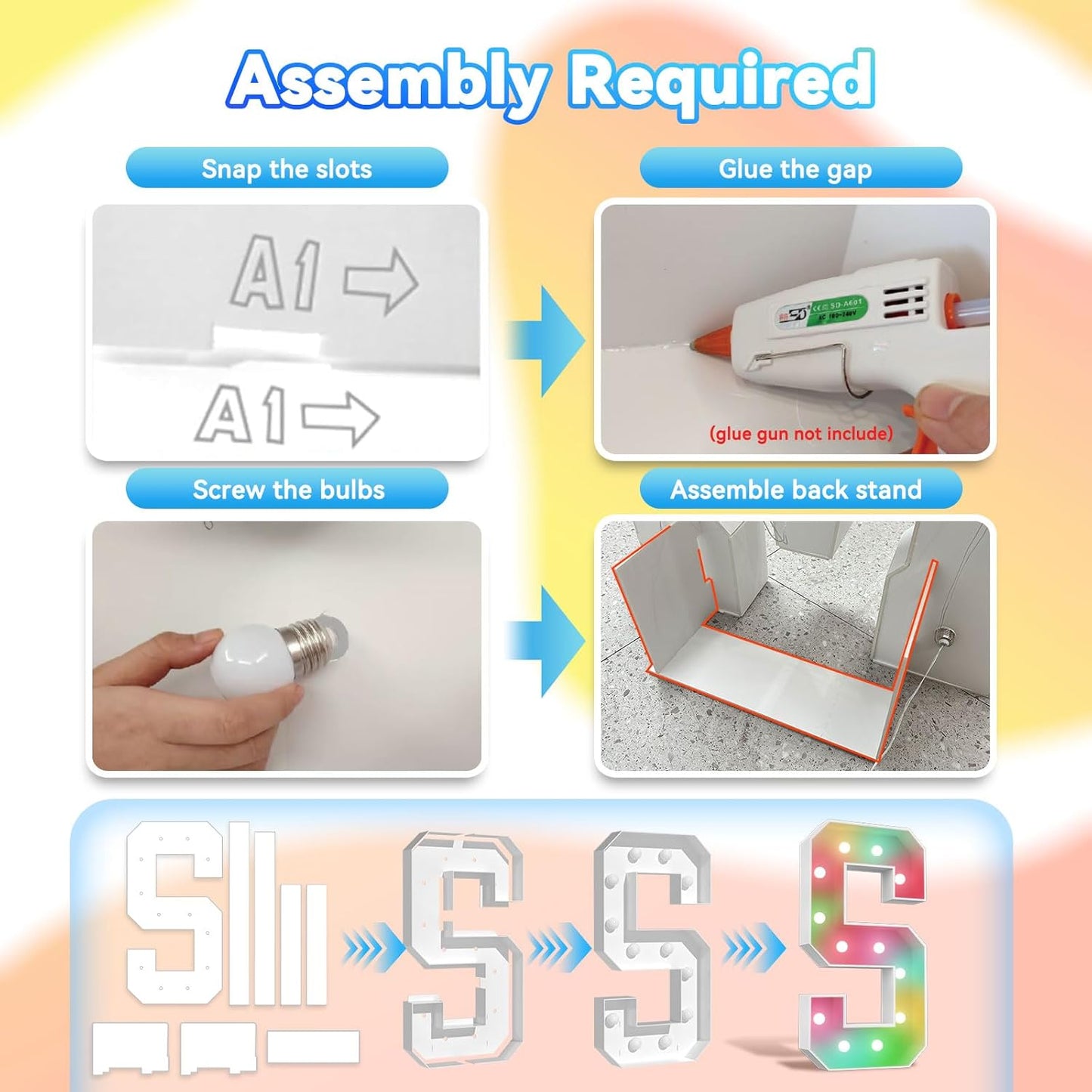 Ledido 4FT Marquee Light Up Letters, 34 Colors Changing Marquee Letter 4 Feet Tall with Remote, Big Letters for Party Wedding Graduation Birthday Decorations, Large Light Up Letter E