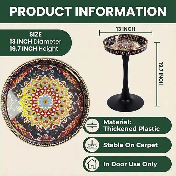 Gesodant Boho Chic Round Side Table, Stable Hourglass Pedestal Base, Unique - Image 3