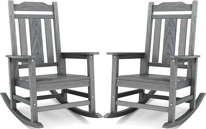 SERWALL Oversized Outdoor Rocking Chair Set of 2, All Weather Patio Rocking by SERWALL