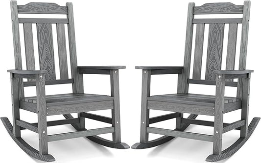SERWALL Oversized Outdoor Rocking Chair Set of 2, All Weather Patio Rocking by SERWALL