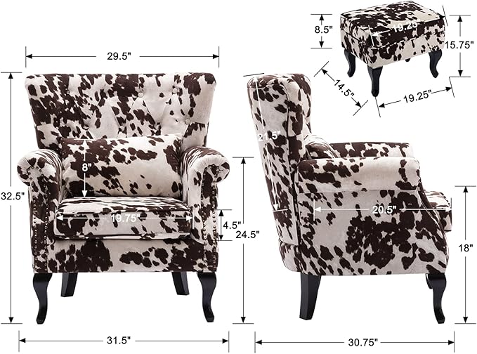 Mid Century Modern Accent Chair Upholstered Armchair Comfy Velvet Tufted - Image 2