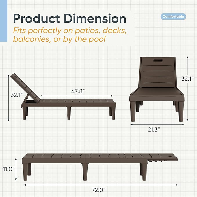 Greesum Outdoor Chaise Lounge Chairs Set of 2 - Image 3