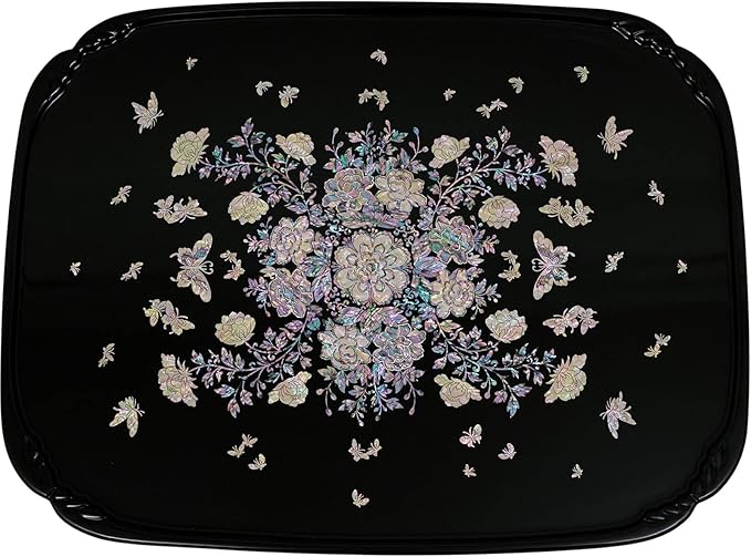 February Mountain Mother of Pearl Folding Table Handmade Bedroom Table - Image 2