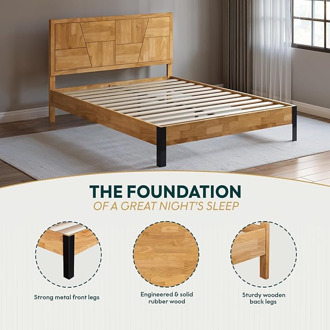 Bme Trapeze Queen Bed Frame – Modern Solid Wood Bed - Image 3