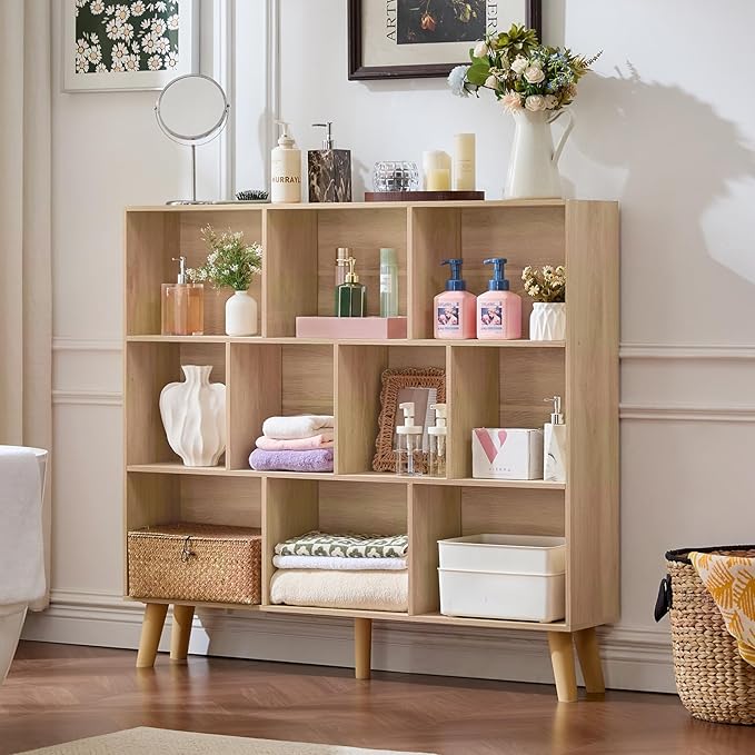LEYAOYAO 10 Cube Bookshelf, 3 Tier Modern Wide Bookcase - Image 8