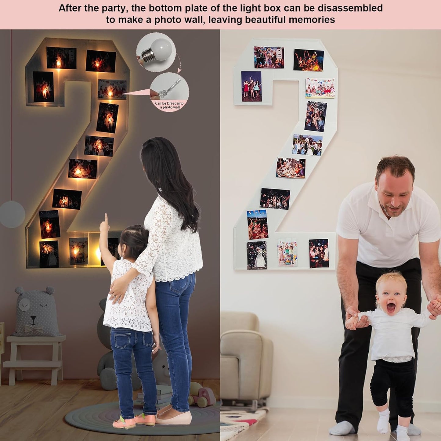 4FT Plastic Marquee Numbers 5 - Light up Numbers Are Made from Corrugated Plastic Board - Quick Assembly Without Tools, Disassembled Components Can Be Used for Photo Wall Decoration, Yard Sale Signs