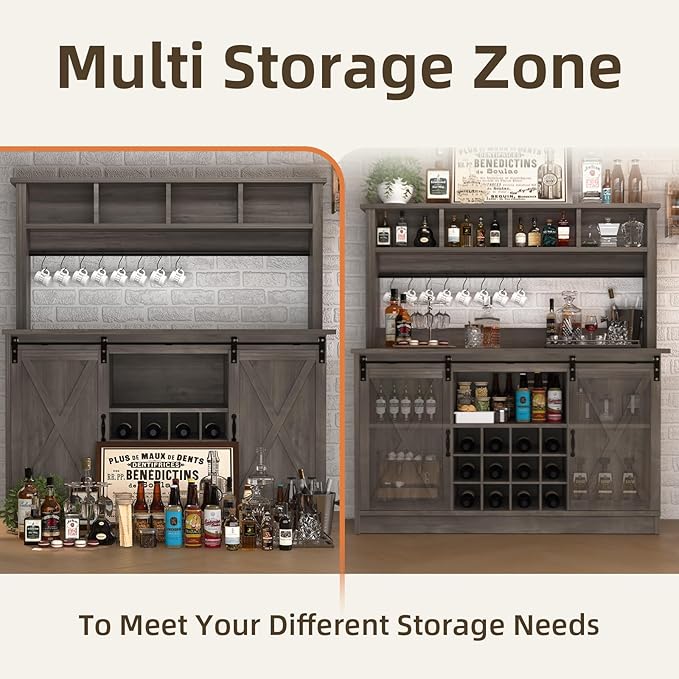 4ever2buy Farmhouse Coffee Bar Cabinet - Image 6