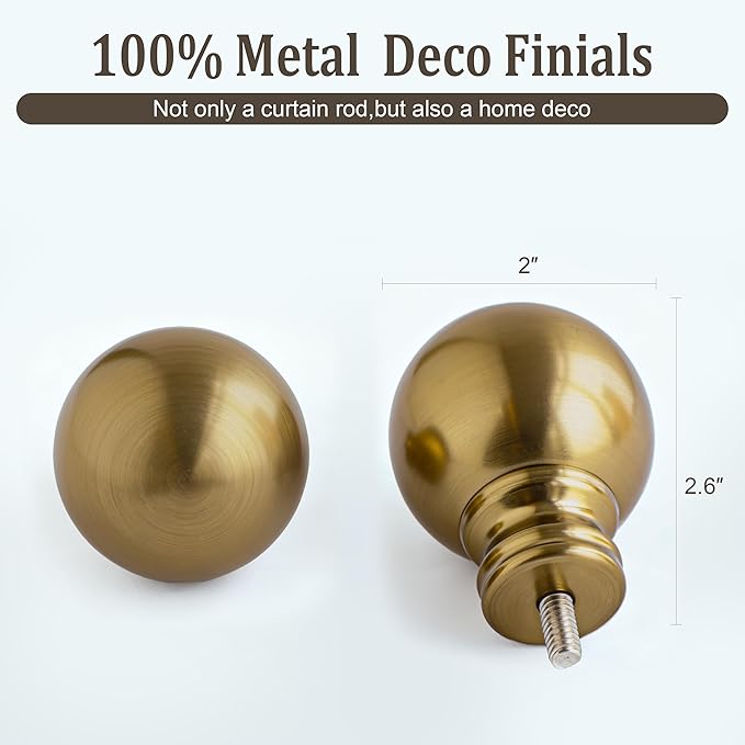 Warm Gold Curtain Rods for Windows 48 to 84 Inch 1" Diameter Adjustable Heavy - Image 5