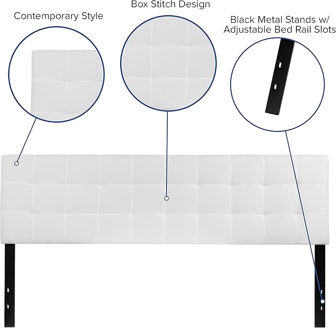 Flash Furniture Bedford Box Stitch Tufted Upholstered King Size Headboard in - Image 3