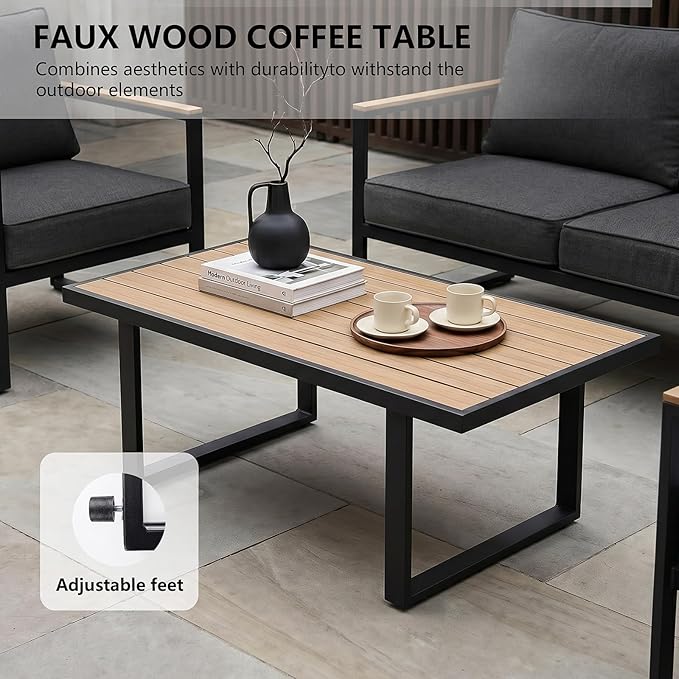 Modern Patio Furniture Set, 4 Pieces Outdoor Conversation Set - Image 7
