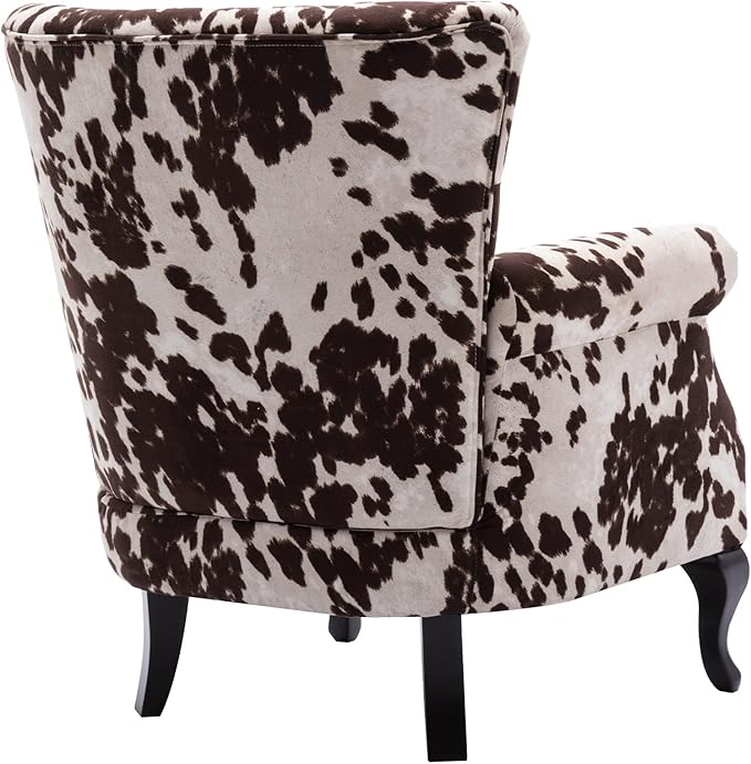 Set of 2 Mid-Century Modern Accent Chair, Velvet Armchair w/Tufted Back/Wood - Image 4
