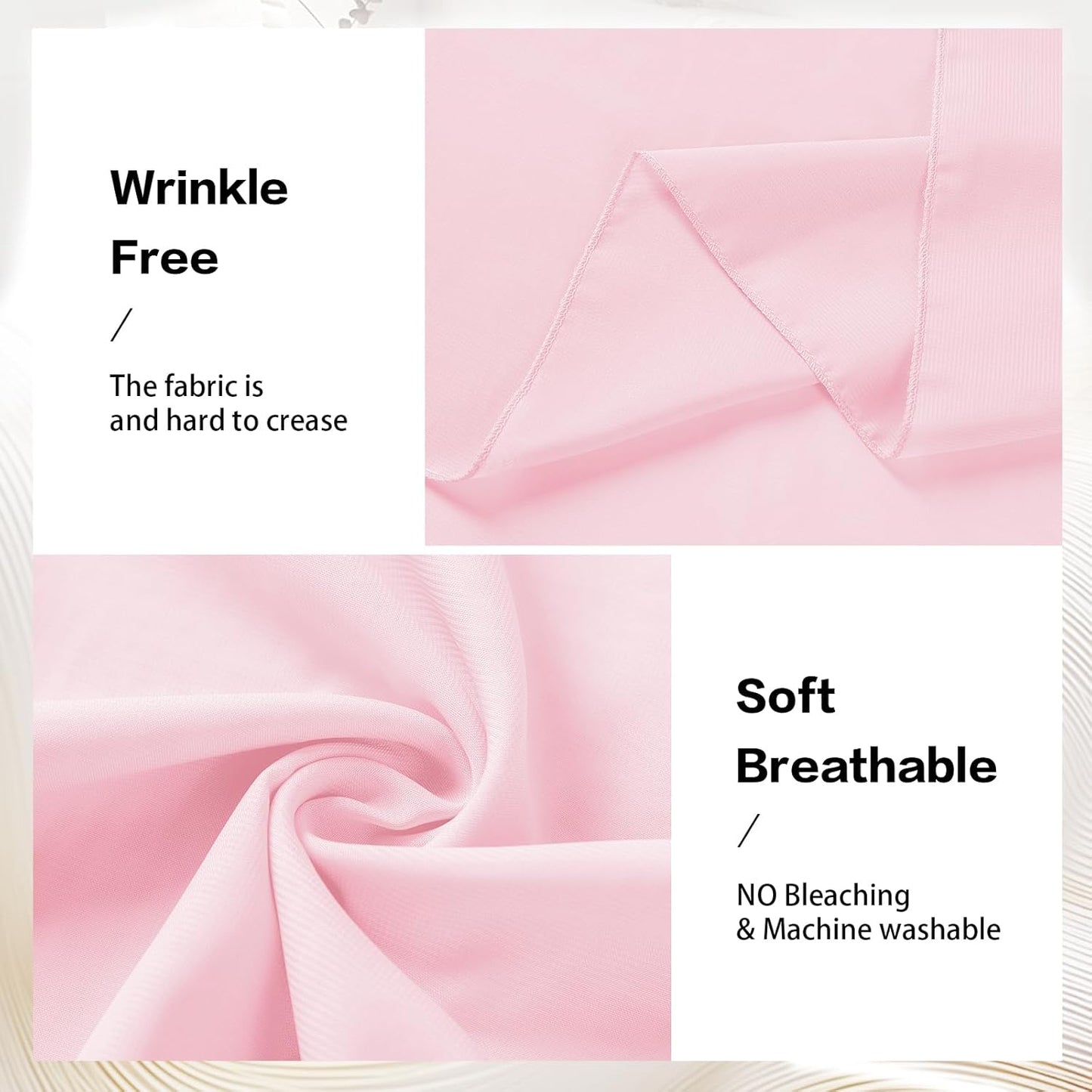 VOK Pink Wedding Arch Draping Fabric Chiffon Curtains, 29in x 18Ft Sheer Chiffon Outdoor Curtain for Wedding Ceremony Birthday Party Decoration (Light Pink,4 Panel)