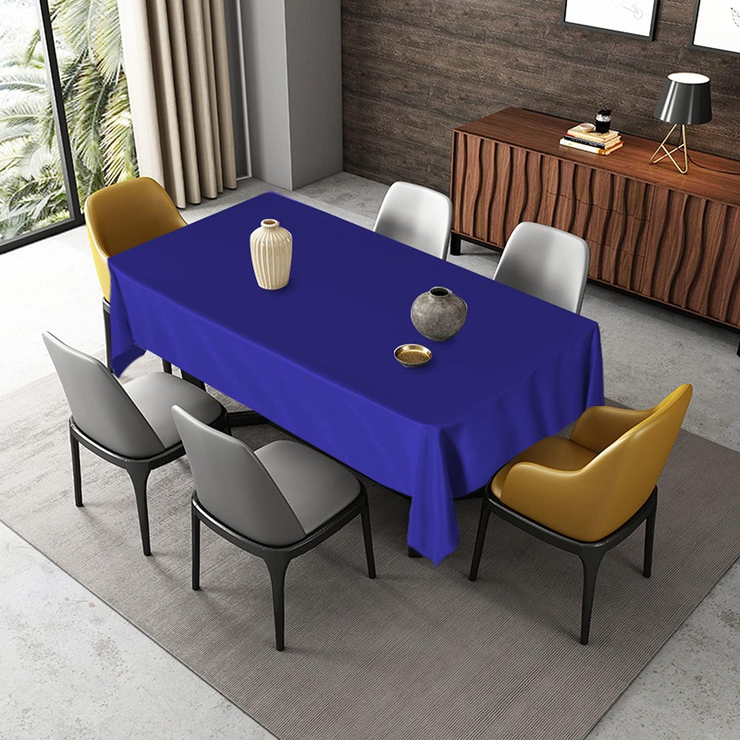 Fitable Rectangle Tablecloth Stain and Wrinkle Resistant Washable Polyester Table Cloth for Buffet Parties and Camping (54x78 inch, Sapphire)