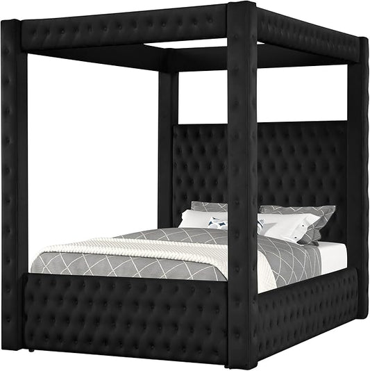 Velvet Canopy Bed Frame King by WIRKTIVEFURNITURE