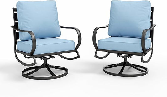 Sophia & William 2 Pieces Patio Furniture Sets Metal Sofa Chairs Patio Cushion by SophiaWilliam