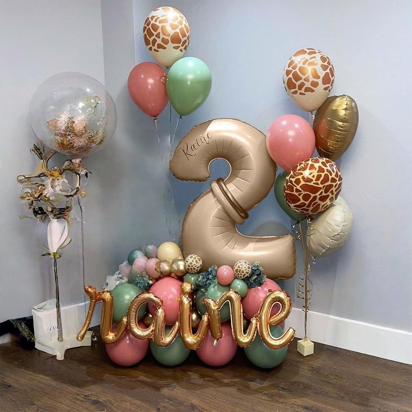 Nude Balloon Number 4, 40 Inch Large Self Inflating Brown Foil Number Balloons 0-9, Giant Apricot 4 Digital Helium Balloon for 4th 14th Girls Boys 40th Women Men Birthday Party Celebration Decorations