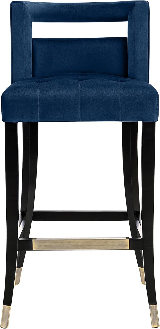Tov Furniture Hart Tufted Seat Upholstered Velvet Bar Stool - Image 4