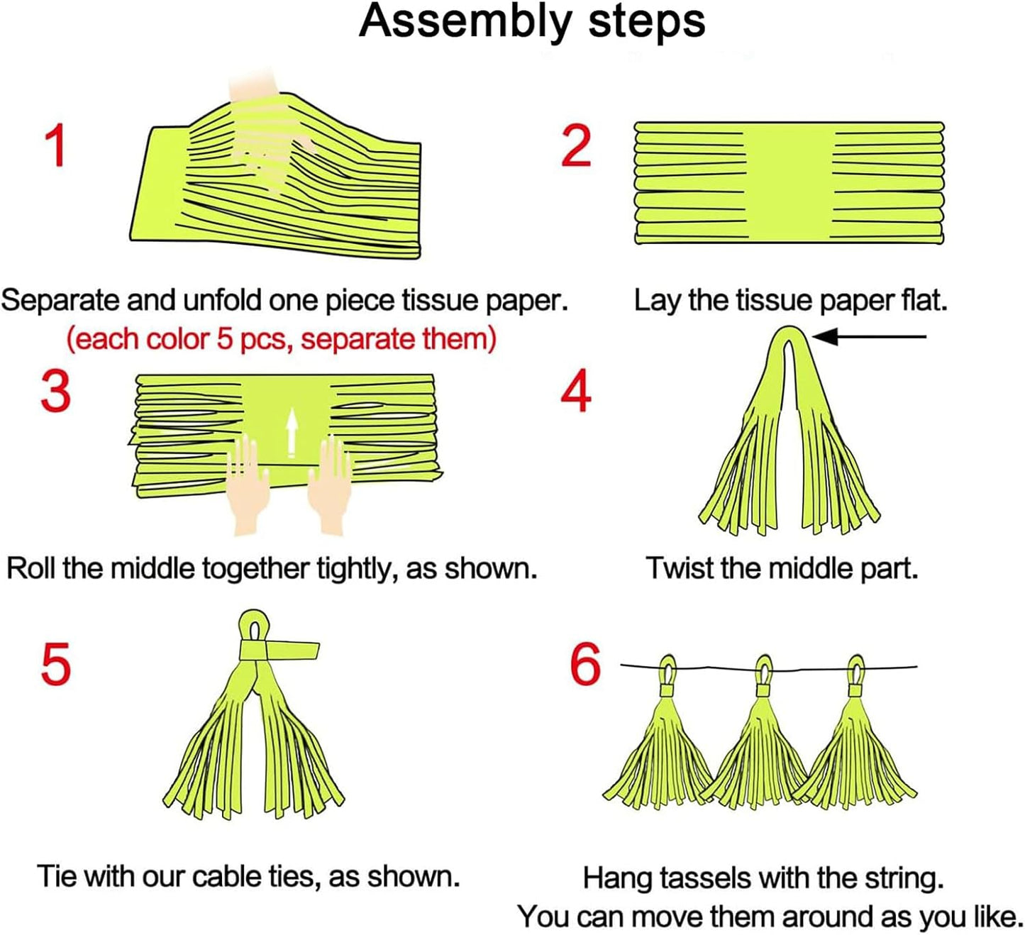 Aimto 20PCS Shiny Tassel Garland Tissue Paper Tassel Banner,Table Decor,Tassels Party Decor Supplies - Rose Gold,Peach Color,Light Pink,White