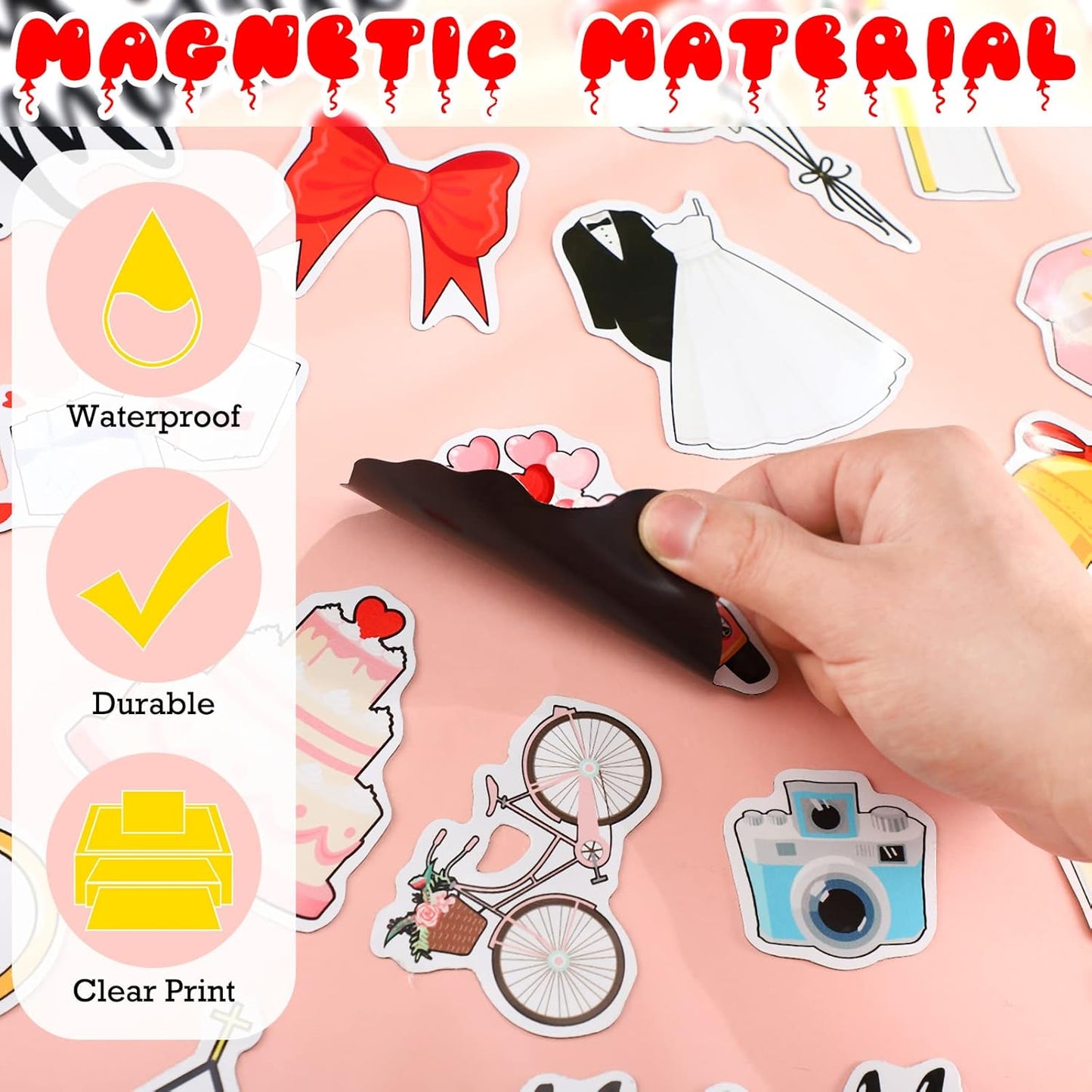 25 Pieces Just Married Ornate Car Magnets Mr Mrs Magnets Refrigerator Decorations Wedding Car Decorations Just Married Door Sign for Honeymoon Anniversary Wedding Party Panel Tailgate Decor