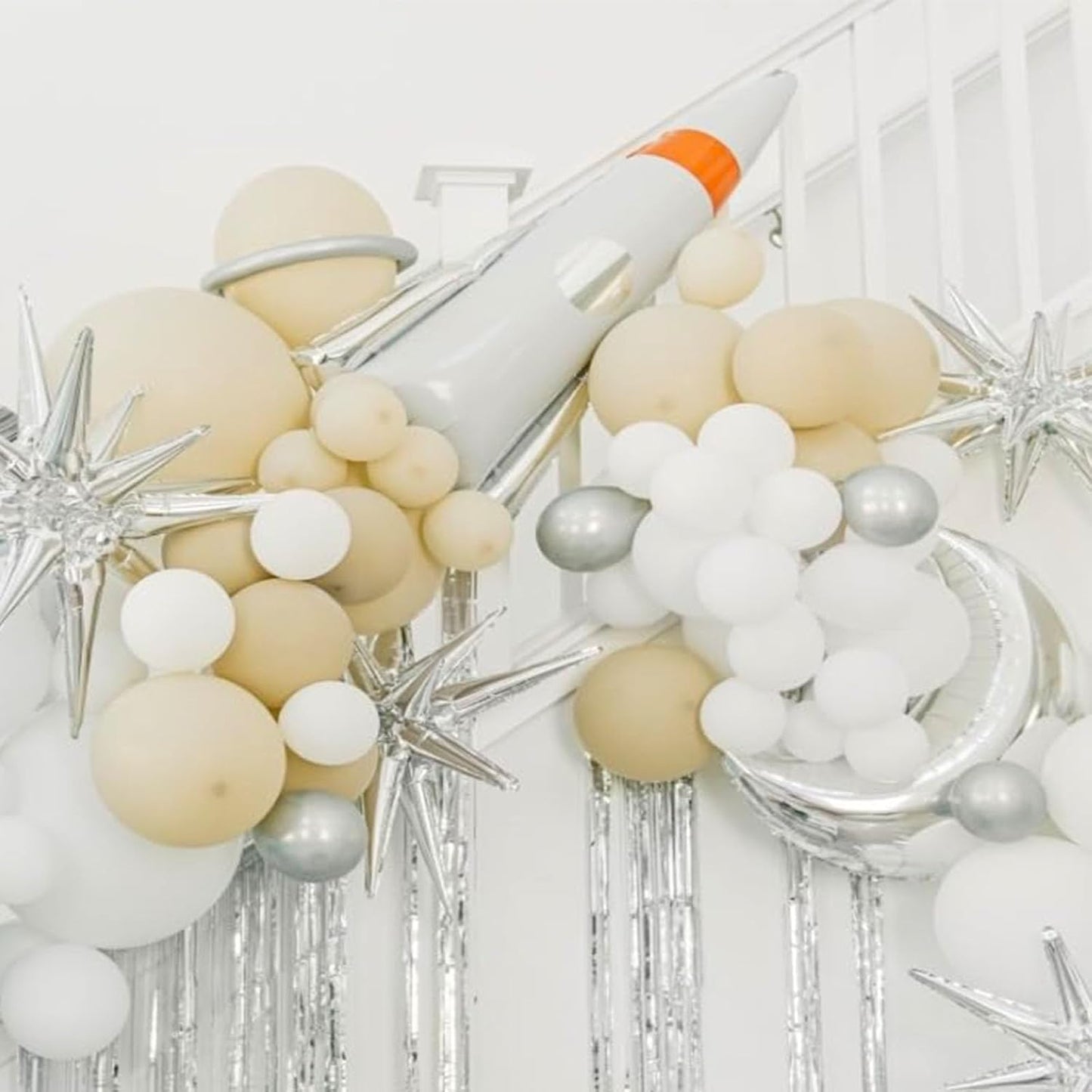 6 Pcs Explosion Star Foil Balloons- 12 Point Star Balloons,Silver Spike Balloons and 10Pcs Four Pointed Star Balloos for Party Supplies Christmas Birthday Wedding Photo Booth