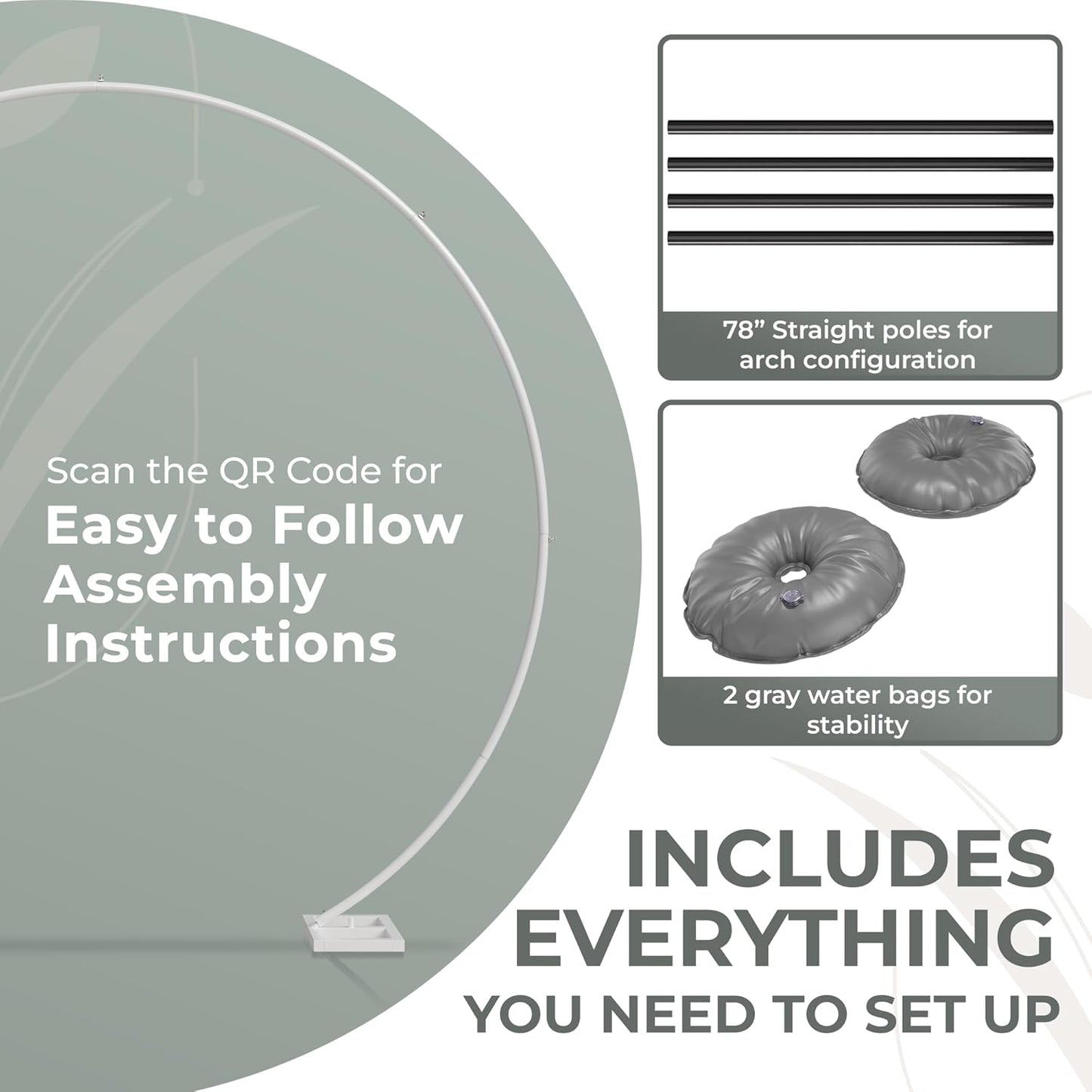 VERDEVISTA Convertible 6.5 FT Round Backdrop Stand - Heavy Duty Balloon Arch Stand with 2 Waterbags - Multiuse Photo Backdrop Arch, White Circle Ring Balloon Arch Frame for Wedding Baby Shower & More