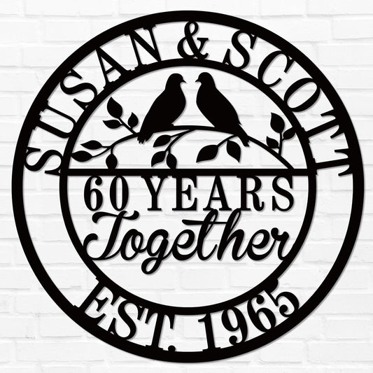 Personalized Wedding Anniversary Sign Gifts, Custom 50th 40th 65th 60th 25th 70th Anniversary Metal Sign, Wedding Gifts for Couples, Custom Name Sign, House Warming Gifts New Home