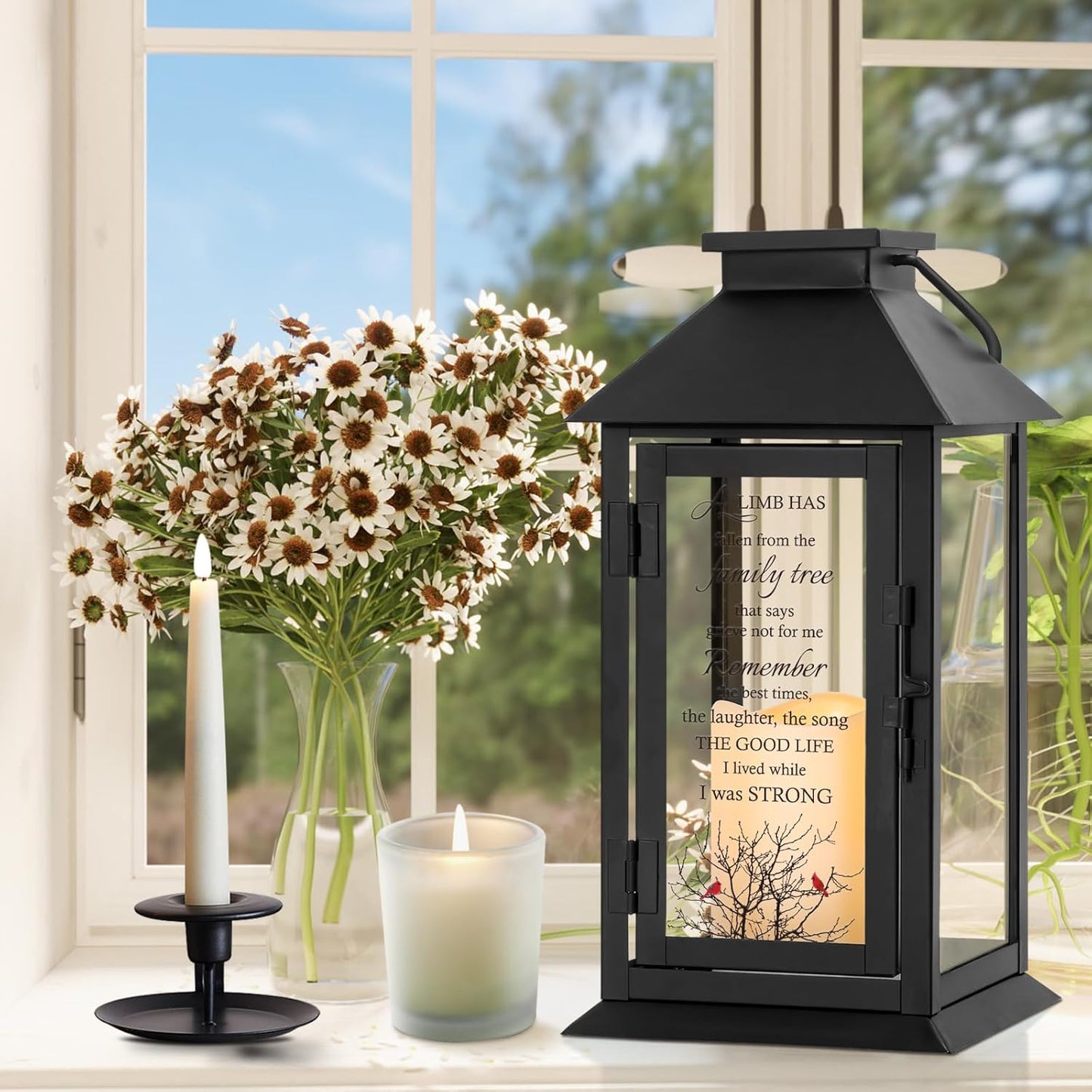 Memorial Lantern Bereavement Gifts in Memory of Loved One Remembrance Sympathy Gifts for Loss of Mother or Father with LED Candle and Remote