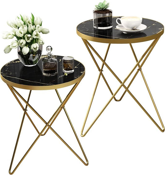 HLR Modern Round Side Table Set of 2, End Table by HomeDeservesaRelaxLiving