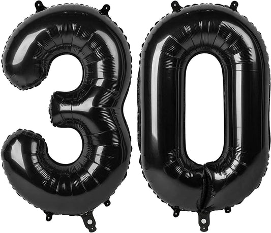 Black 40 Inch 30 Number Balloons, Balloon Decorations for 30 Birthday, Foil Giant 30 Birthday Graduations Anniversary Party
