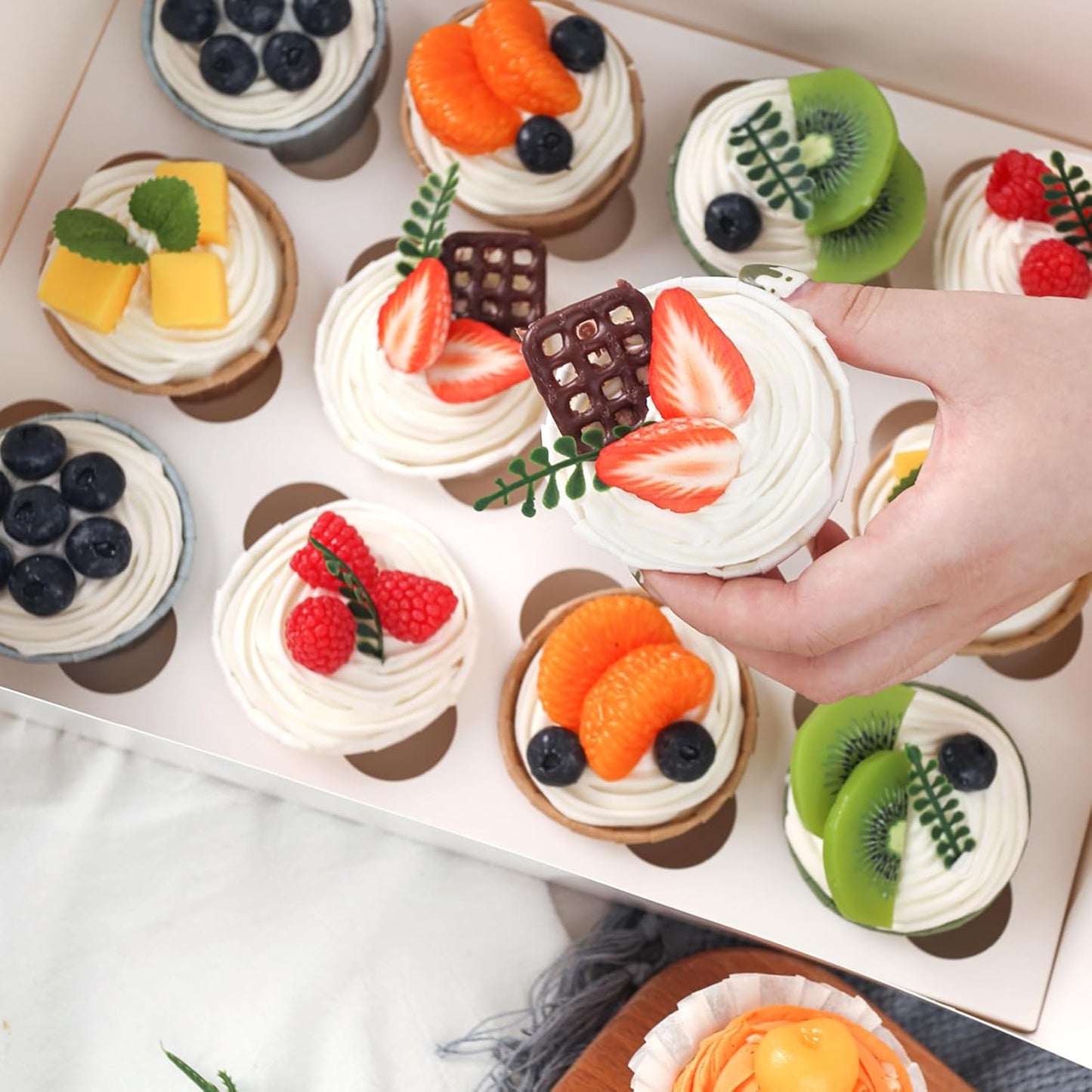 VGOODALL 2PCS White Cupcake Container, 12 Count with Window Boxes Holding 24 Pastry Box for Birthday Holiday Party Bakery Supplies