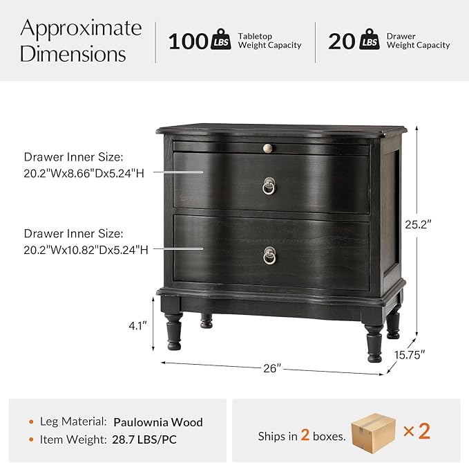 HULALA HOME Solid Wood Storage End Tables - Image 2