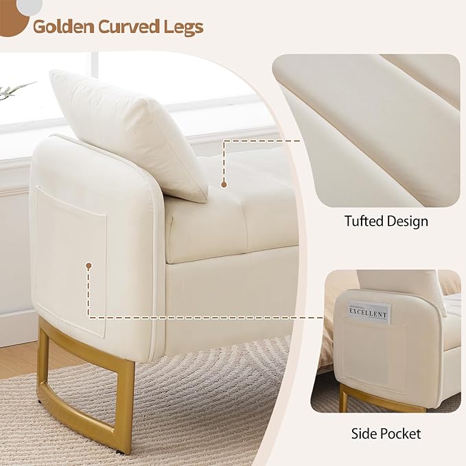 End of Bed Storage Bench, Storage Ottoman Bench - Image 4
