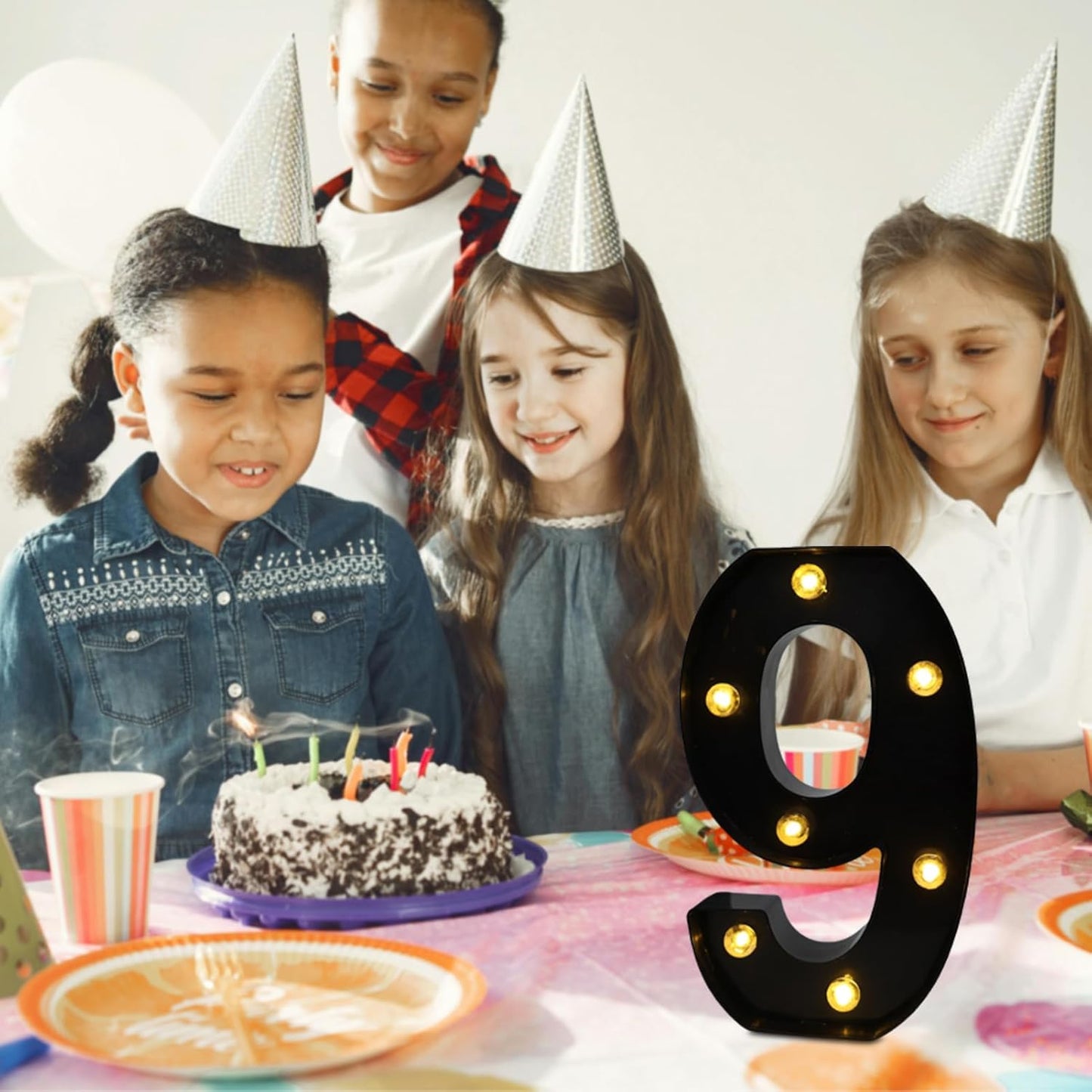 LED Marquee Numbers, 8.58 Inch Led Light Up Numbers for Party, Small Light Up Letters, Battery Powered Lighted Number for Table, Birthday, Night Light, Christmas or Home Decor (Black, Number 9)