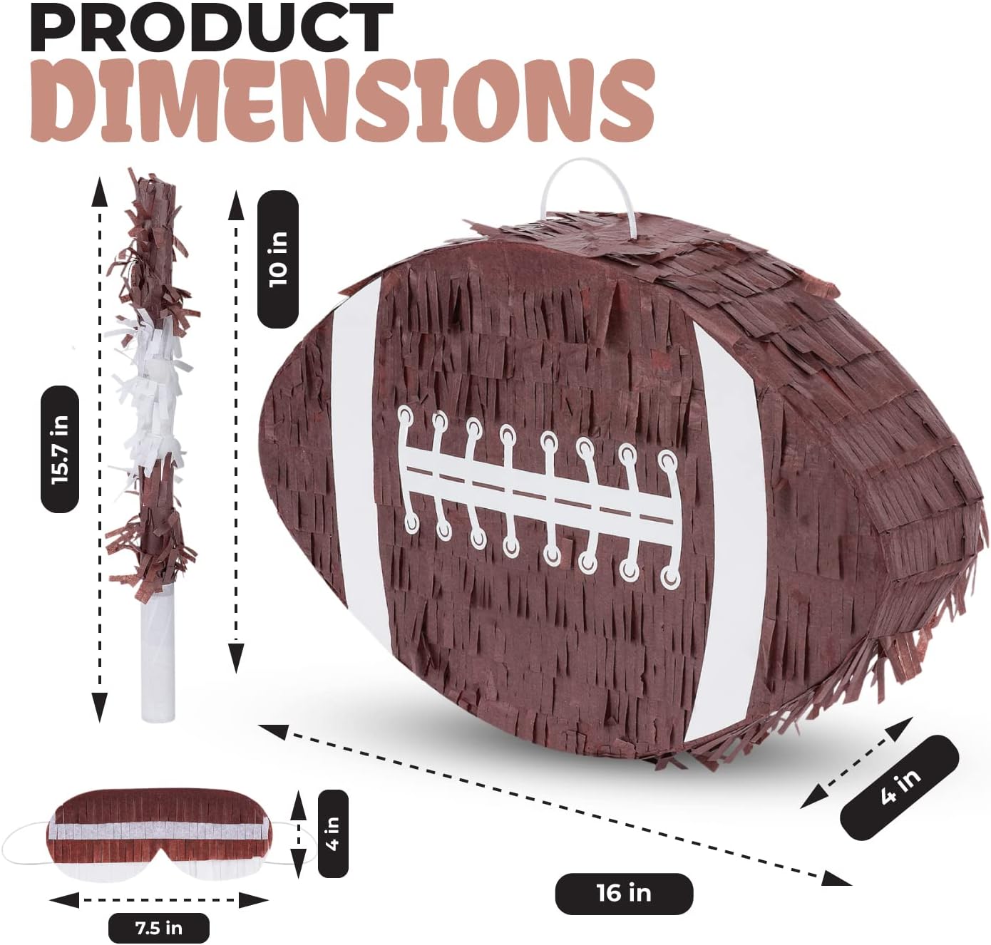 Football Pinata Bundle with a Blindfold and a Bat (16 x 10 x 4 Inches), Football Pinata for Boys, Perfect for Birthday Party, Sport Theme Party, Decoration