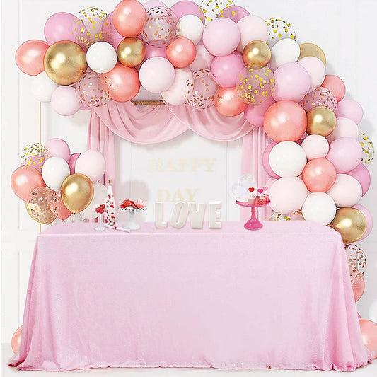 QueenDream Sparkly Sequin Tablecloth - Pink Table Cloth 50x80 Inches Rectangle Table Overlay Fabric for Birthday Parties Baby Shower Decoration