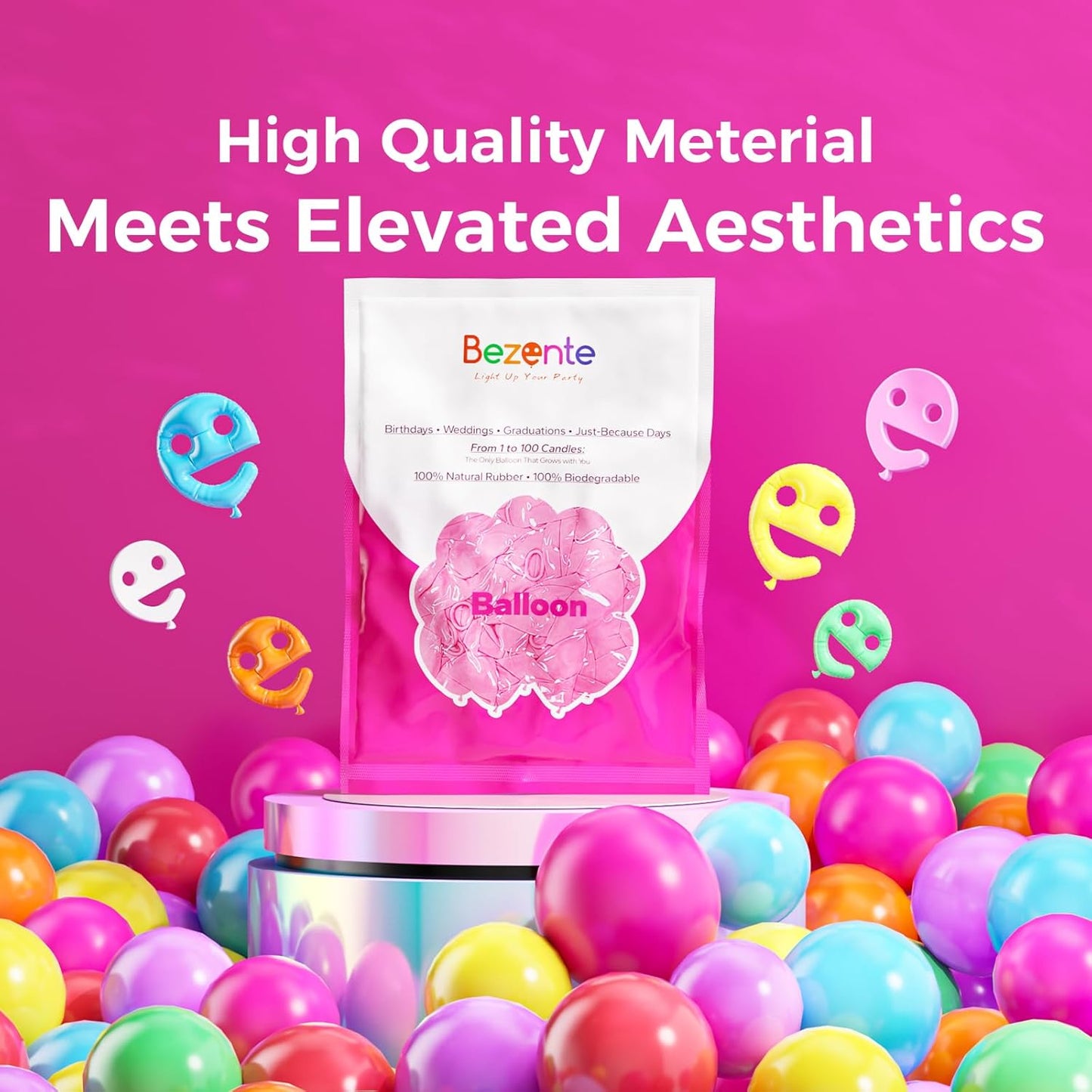 Bezente Dusty Blue Latex Party Balloons - 100 Pack 12 inch Round Helium Slate Matte Balloons for Bridal Shower Wedding Birthday Party Decorations