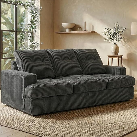 85" Corduroy 3 Seater Sofa in a Box, High-Density Foam Couch, No Assembly by Unknown