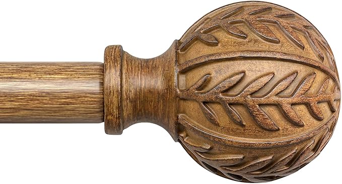 QDWIS Boho Wood Curtain Rods for Windows 28 to 48 inch, Rustic Decorative by Unknown
