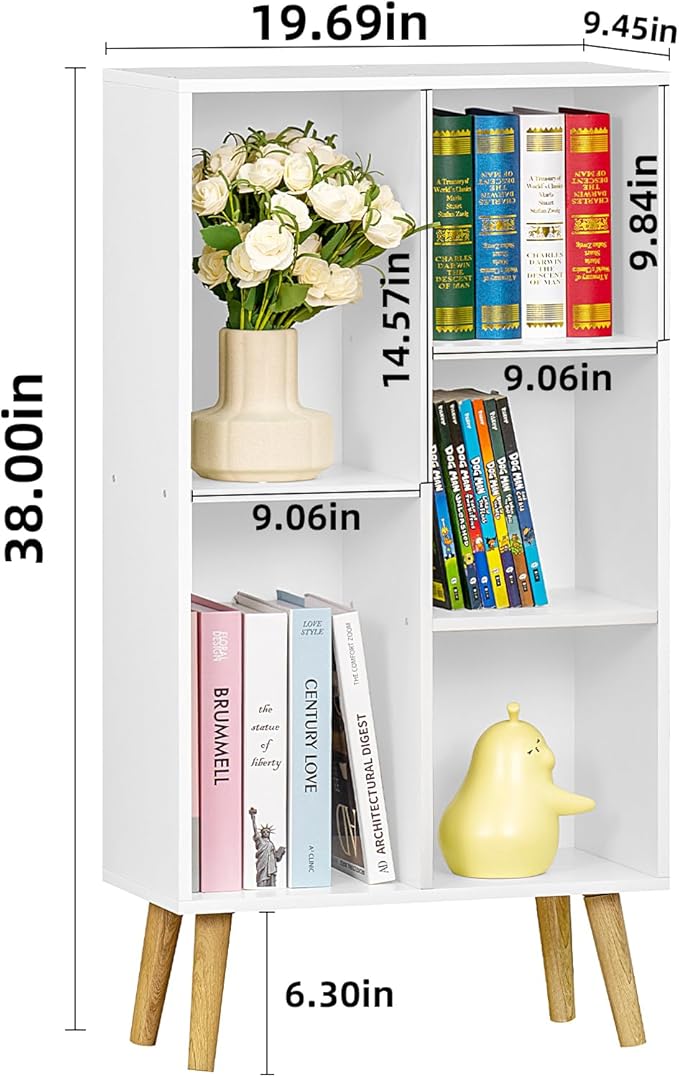 YAHARBO Small White Bookshelf, 3 Tier Modern Kids Bookcase - Image 2