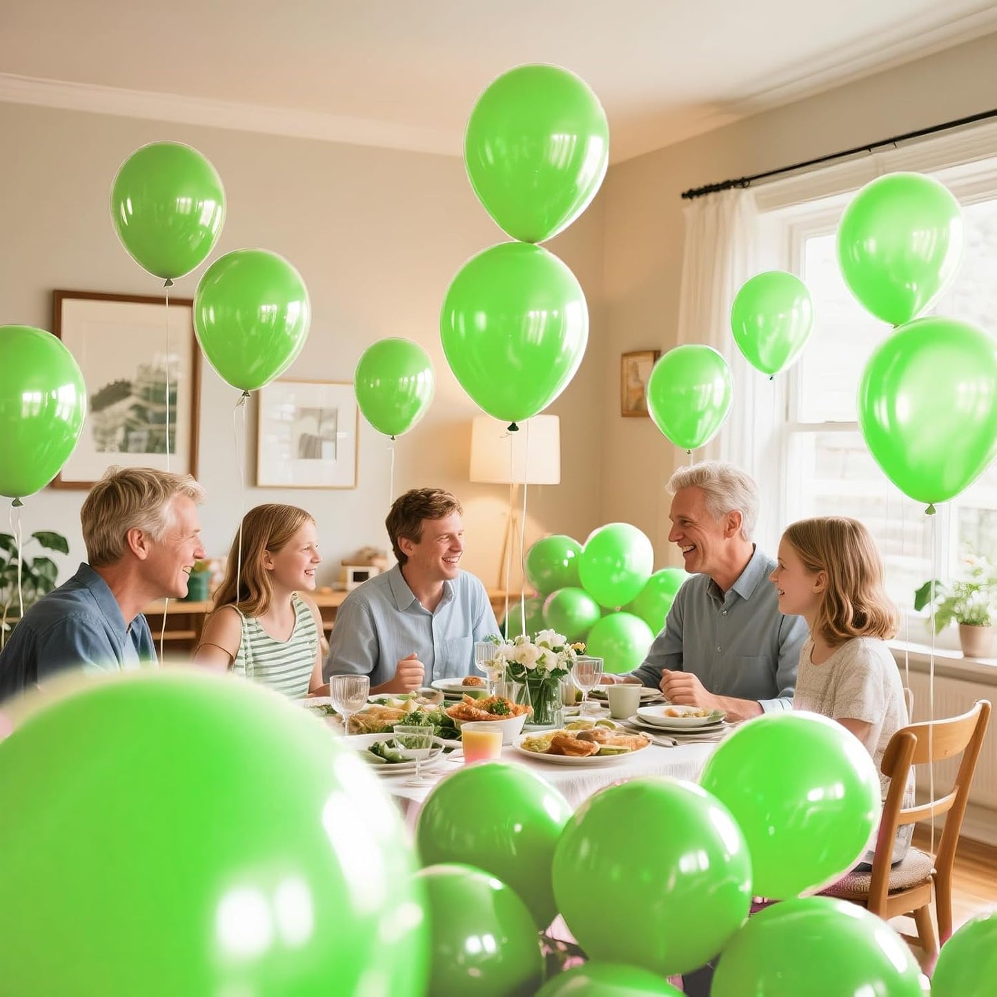 KAWKALSH Lime Green Latex Party Balloons, 110 Pack 12 inch Light Green Balloons Round Helium Fruit Green Balloons for Birthday Dinosaur Jungle Baby Shower Party Decoration