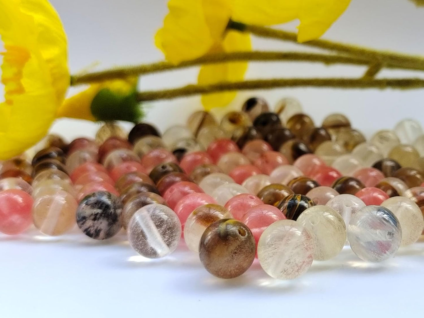 Stone Beads 8mm 100pcs Colorful Watermelon Quartz Beads Round Loose Gemstones Beads for Bracelet Necklace Jewelry Making (8mm, 60822 Colorful Watermelon Quartz)
