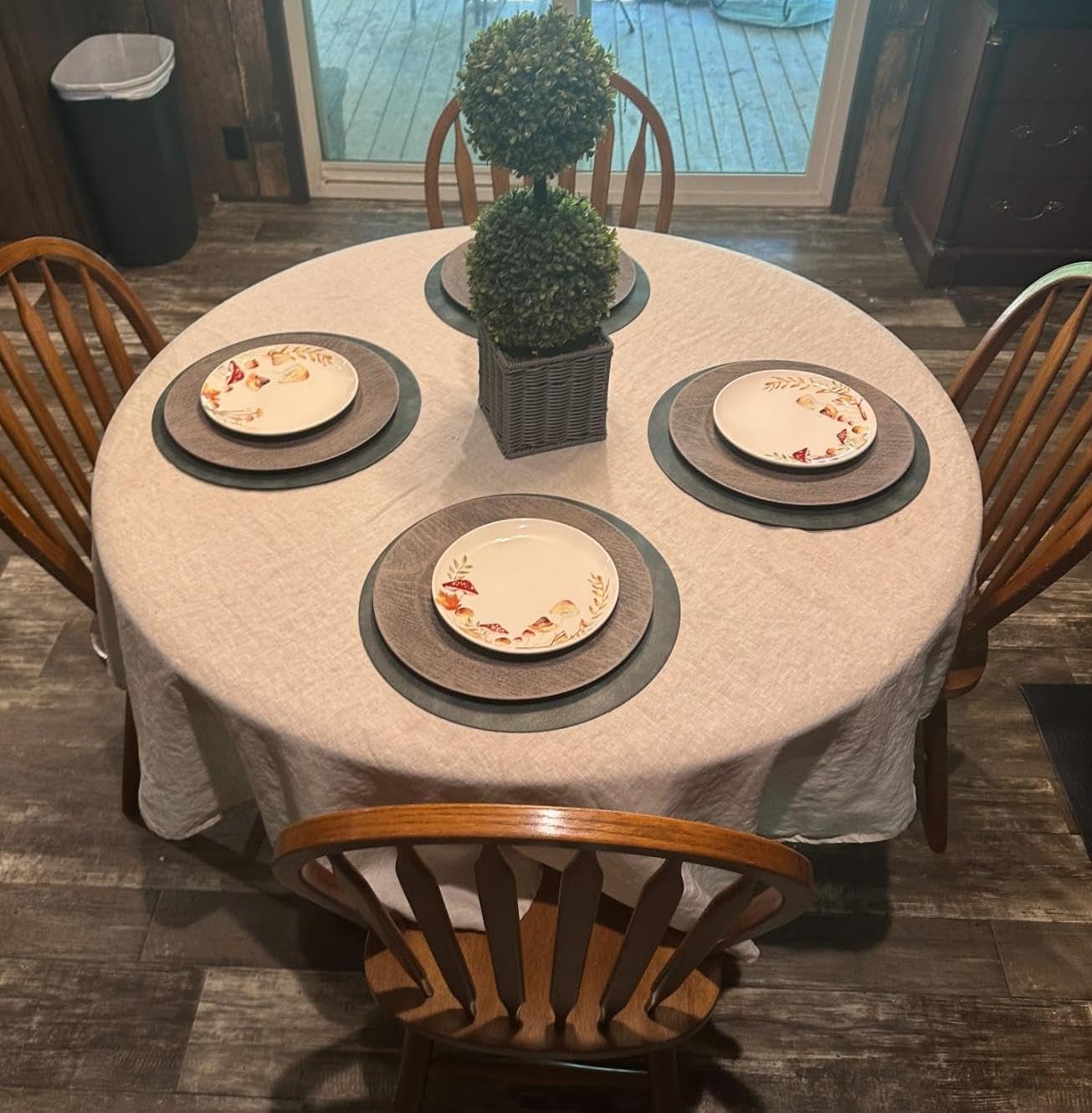 EVERLY 100% Pure Linen Round Tablecloths 70Inch Round Machine Washable Tablecloths for Thanksgiving,Decorative Halloween,Buffet Parties,Picnic,Events,Weddings and Restaurants-Natural Linen