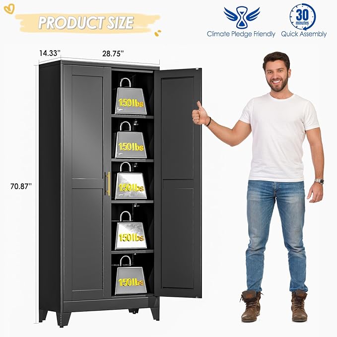 GAIOUS 71" Tall Metal Storage Cabinet - Image 2