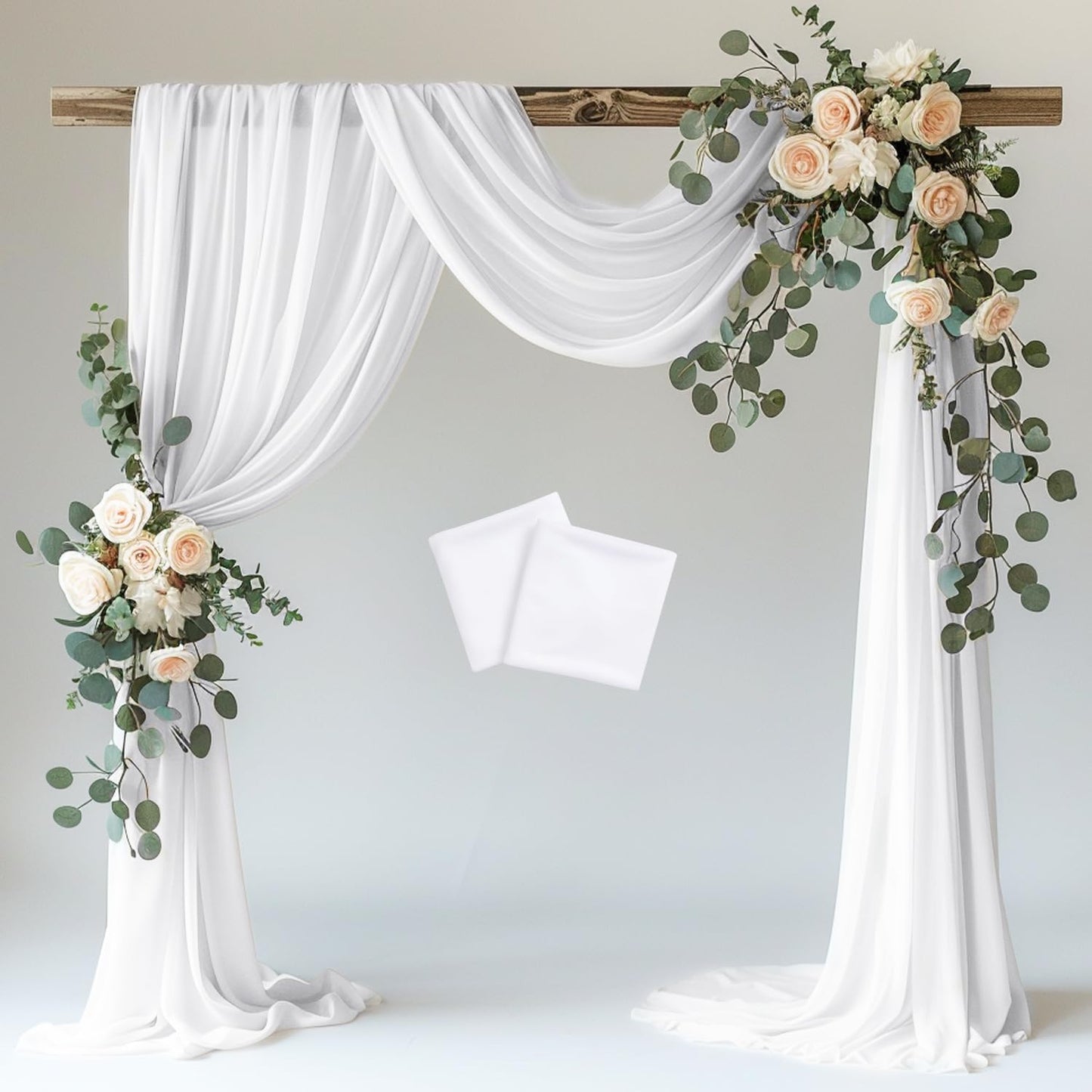 Wokceer Wedding Arch Draping Fabric 2 Panels 28.7" x 20FT White Sheer Fabric Backdrop Arch Draping for Wedding Ceremony Birthday Party Bridal Shower Decoration