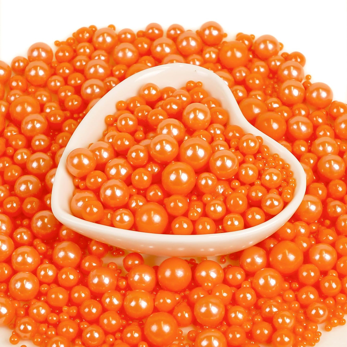 Edible Orange Pearl Sugar Sprinkles, Edible Sugar Sprinkles, Pearls for Cake Decorating, Ice Cream Toppings, Cookie Decorations, Wedding Party Halloween Supplies, 180g/6.35oz