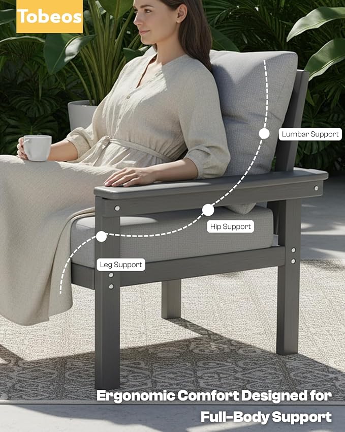 HDPE 3 Piece Patio Furniture Set, All-Weather Outdoor Couch Bistro Set - Image 3